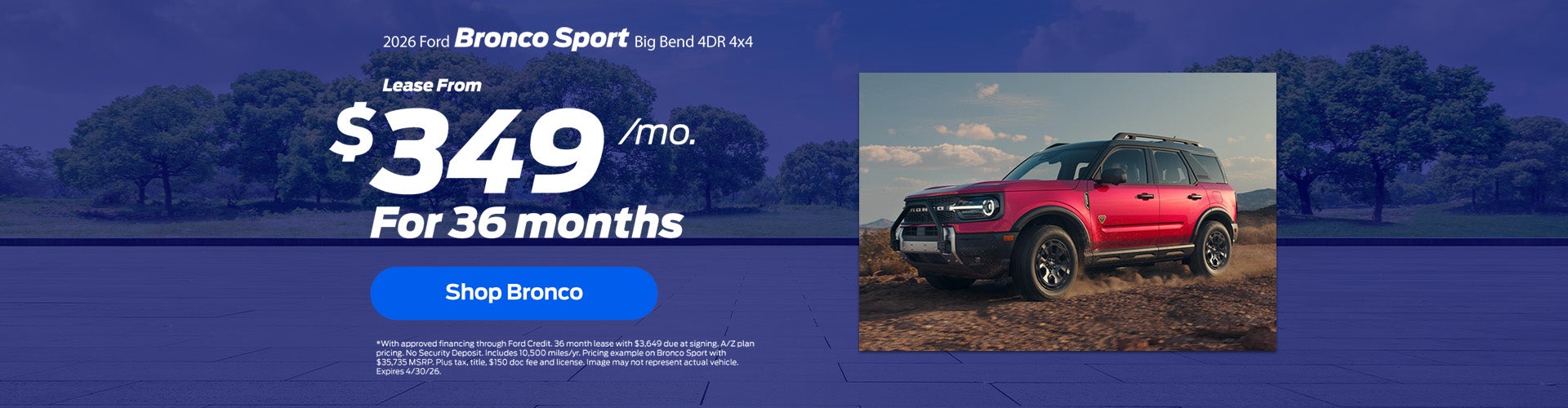 2026 Ford Bronco Sport Lease Offer