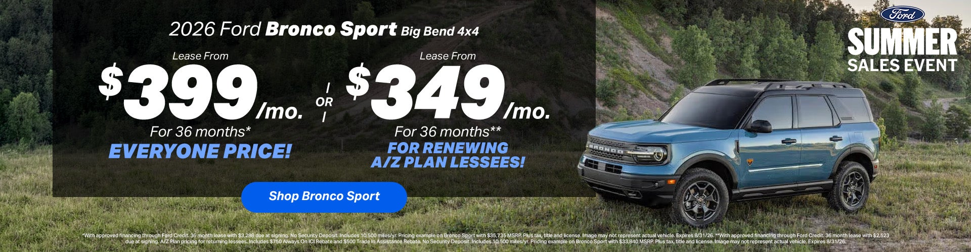 2026 Ford Bronco Sport Lease Offer