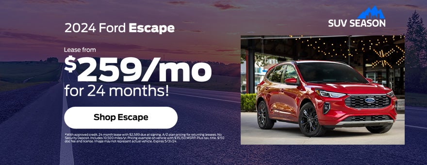 Lease A New 2024 Ford Escape For Only $259/Month!