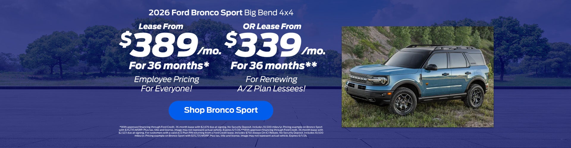 2026 Ford Bronco Sport Lease Offer