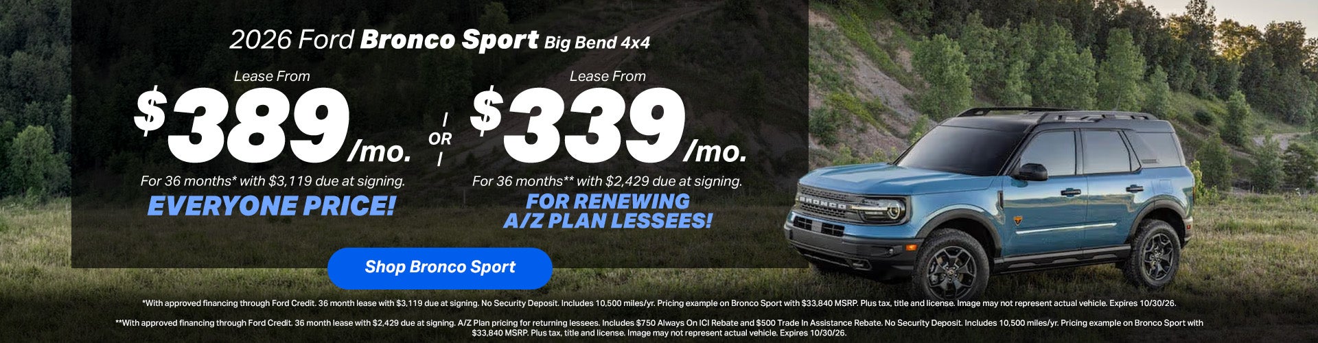 2026 Ford Bronco Sport Lease Offer