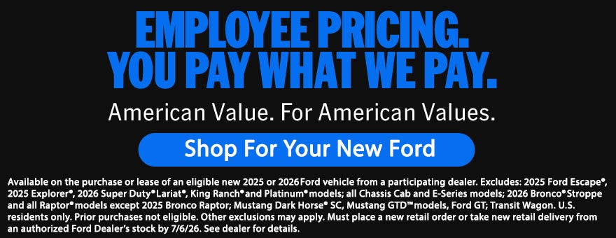 Employee Pricing For Everyone at Pat Milliken Ford